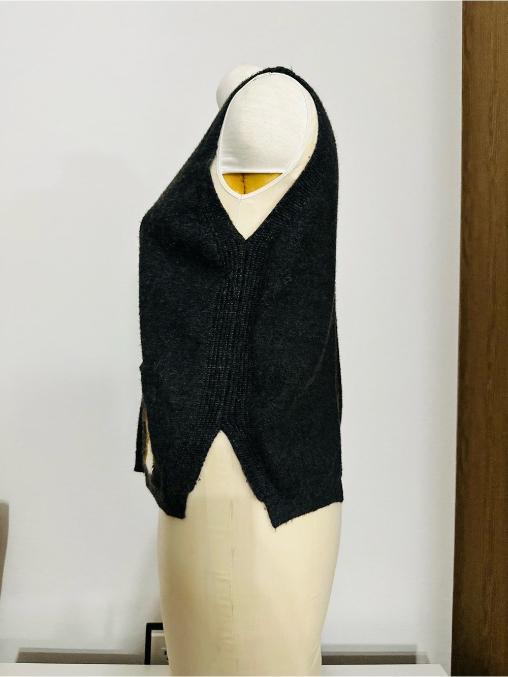 Cute Cat Pocket Pullover Sweater Vest M Dark Grey - Picture 4 of 9